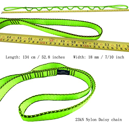 53 Inches Nylon Daisy Chains Rope Climbing Lanyard Straps Looped Strong Slings 23 kN Aerial Yoga Webbing - color: 1PC Green