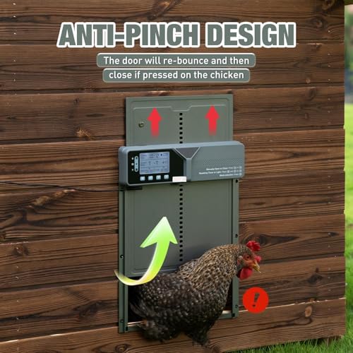 Large Automatic Chicken Coop Door, Solar Powered, Anti-Pinch | 4000mAh Battery, Light Sensor & Timer, Remote Control, For Chickens, Ducks & Geese, Blue - color: Blue