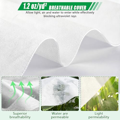 10 x 33 Ft White Shade Cloth for Garden, 1.2 oz/yd² Thick Non-Woven Cover | Light Refraction Sun Shade Cloth Cover for Protecting Outdoor Plants Vegetables Rows from Direct Sunlight - size: 10x33 Ft