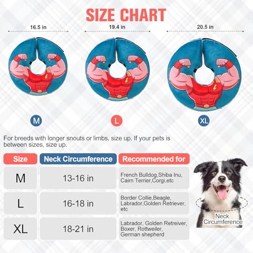 BEAUTYZOO Dog Cone Collar Alternative After Surgery,Pet Neck Donut E‑Collar | Soft Cone for Dogs to Stop Licking, Adjustable Recovery Collar for Large Medium Small Pets, Not Block Vision - Superhero, L - color: Dark Blue, size: L(Neck:16"-18")