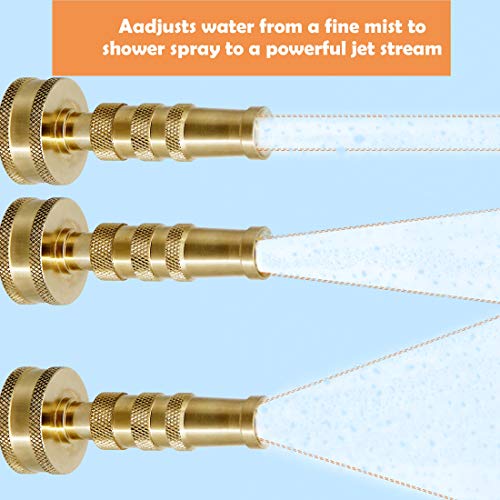 ATDAWN Brass Hose Nozzle, Heavy-Duty Brass Adjustable Twist Hose Nozzle, 2 Pack (3") - size: 3 Inch