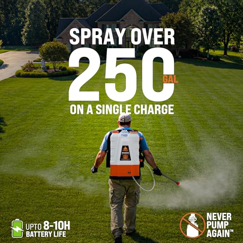 PetraTools HD4000 Battery Powered Backpack Sprayer, 8 Hr Runtime, 9 Nozzles | Electric Sprayer for Lawn & Garden w/ Battery Meter, Adjustable 90 PSI & Padded Straps - For Weed/Pest Control, Fertilizing - style: HD4000 Pro Series