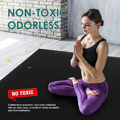 Large Exercise Mat, 8' x 6'/8' x 4'/6' x 4' Extra Durable Workout Mats for Home Gym Flooring, High-Density Gym Mats Cardio Mat for Jump Rope, MMA, Stretch, HIIT, Shoe-Friendly, Non-Slip, Non-Toxic - size: 6mm