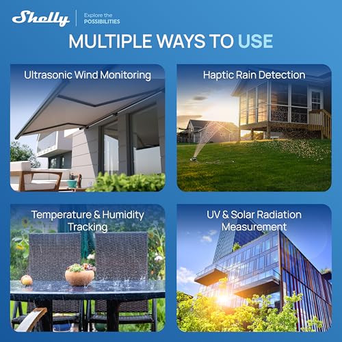 Ecowitt WS90 7-in-1 Weather Station with Bluetooth & Zigbee connectivity, Ultrasonic Wind Monitoring, Haptic rain Detection, Temperature & Humidity Tracking, UV & Illuminance, IPX5, Powered By Shelly