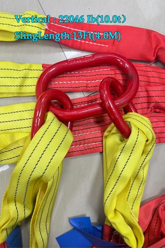 Four Leg Bridle Web Sling 13ft 22046lb Web Slings Belt Type with Hook 4.0 m 10000 kg Light Weight and Flexible Capacity Steel Sling[4leg 10.0t 4m] - size: 4leg-10t-4m