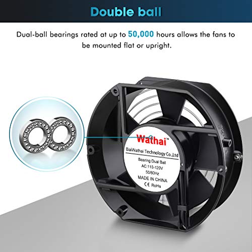Wathai 172mm x 150mm AC Axial Fan 110V 120V Air Hockey Table Replacement | Dual Ball 6 Inch Exhaust High CFM Air Hockey Fan for Server DIY Cooling Ventilation Exhaust Projects 238 CFM - style: 172x150x51mm