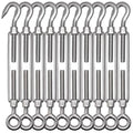 TooTaci 10PCS M10 Turnbuckle, 304 Stainless Steel Turnbuckle Hook and Eye | Turnbuckle Wire Tensioner, 660 lb Heavy Duty Adjustable Turnbuckles for Cables Wire, Cable Tightener, Trampoline, Tent, Tarps - size: M10 OC-10Pcs