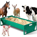 15 Gal Goat Feeder, Deer Feeder Livestock Feeding Metal Trough 39.4 Inch Heavy-Duty Galvanized Portable Pig Feeder for Farms Alpacas Hay Feeder for Goats, Calves, Sheep, Horses Deer (Dark Green)