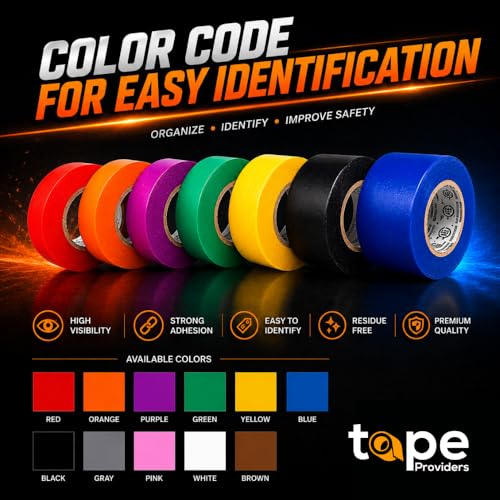 WOD Electrical Tape Yellow Professional Grade General Purpose UL/CSA Listed core. Vinyl Rubber Adhesive Electrical Tape: 1/2 inch X 66 ft - Use At No More Than 600V & 176F (Pack of 1) - color: Yellow, size: 1/2 Inch