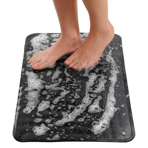 ENKOSI Non Slip Bath Mat for Tub and Shower Floors – Anti Slip Shower Mat with Secure Suction Cup Grip – Soft Black Bathtub Mat for Inside Tubs and Bathroom Shower Stalls (28x16 Black) - color: Black