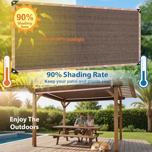 90% Shade Cloth Sun Shade Fabric Privacy Screen Shade Cover for Patio Garden Pergola Shade Cover Canopy with Gromments（Mocha 20 x 30 FT ） - color: Mocha, size: 20 x 30 FT