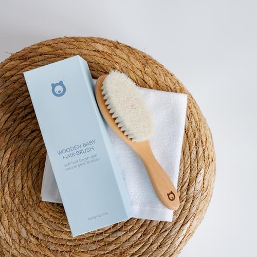 Soft Wooden Baby Hair Brush for Newborns & Toddlers in Chic Gift Box - Ultra Soft Natural Goat Hair - Perfect Registry Gift (Goat hair brush - Oval) - color: Goat hair brush - Oval
