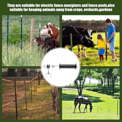Electric Fence Gate Handle Kit T Post Insulator Spring Gate Handle Set for Horse Cattle Farm Fencing Easy Install Shock Protection(18 Pcs)