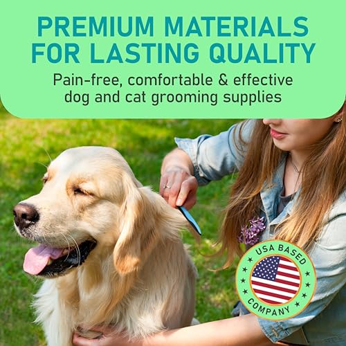 Maxpower Planet Pet Grooming Rake and Dematting Comb, Pet Pro | Blue, Deshedding, for Dogs, Extra-Wide, 5-Finger Design, Long & Short Hair, 2-Piece Set, 9 & 17-Teeth Sides - color: C - Rake and Comb Kit (Best Value), size: Large