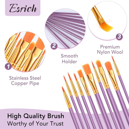 ESRICH 240PCS Paint Brushes, Paint Brush for Acrylic Painting | Artist Paintbrushes for Oil Watercolor, Body Face Rock Canvas, Small Paint Brushes for Kids, Purple - color: Purple, size: 240