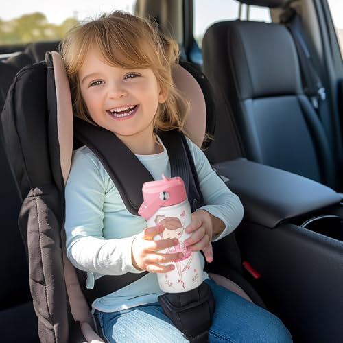 SANDJEST Ballet Kid 12oz Water Bottle with Straw Lid - 2-Pack Insulated Stainless Steel Water Bottles for Kids Girls - Travel Cup for School Sports - color: Ballet + Ballet (2 Pack)