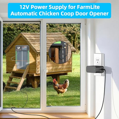 12V Charger for FarmLite Automatic Chicken Coop Door Opener AC Adapter Power Supply Replacement