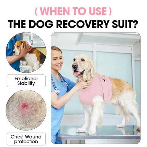BRKURLEG Dog Chest Recovery Suit After Surgery, Pink L | Dog Chest & shoulder Wound Cover, Breathable & Soft Anti-Licking Wound Vest, Not for Spay/Neuter Surgeries, Cone Alternative - color: Pink, size: Large