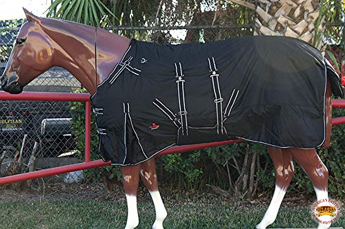 Black 69 in HILASON 1200D Winter Waterproof Poly Horse Turnout Blanket Belly Wrap - color: Black, size: 69 In