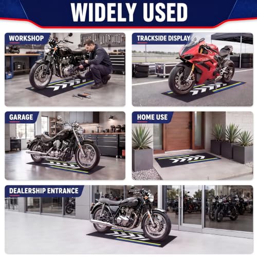 Drydiet Motorcycle Mat Garage Floor Rug Washable Parking Mats for Garage Floors Non Slip Oil Absorbent Pad Rubber Backing Layer Protects Floor(Arrow Style,98 x 31 Inch) - size: 98 X 31 Inch, style: Arrow Style