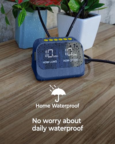 Automatic Watering System for Potted Plants, Plant Waterer, DIY Drip Irrigation Kit with Smart Timer, Waterproof LED Display & Large Capacity Battery, Precise Distribution of Water (Blue)