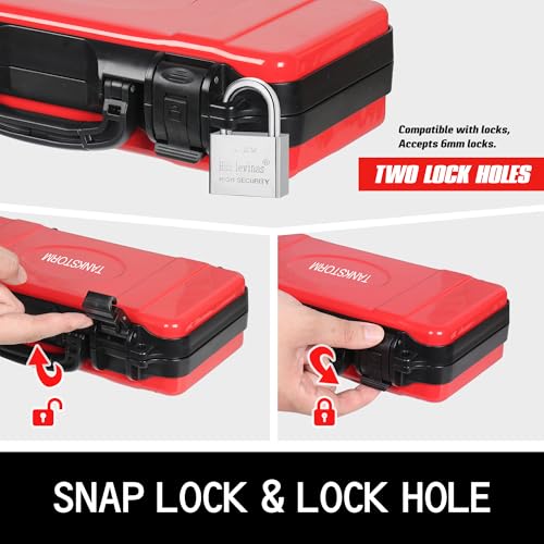 11" Red Metal Tool Box, Portable Steel Tool Case with Secure Latch & Handle, Empty Storage Organizer for Home DIY & Small Tools - color: Red