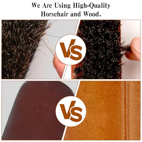 Shoe Brush, Horsehair Shoe Brush Shoe Cleaning Brush Boot Brush for Leather, Shoe Brushes Shoe Shine Brush Brush Shoe Polish Brush for Cleaning and Care Leather Shoes Clean Dauber Applicators - size: 7 Inch