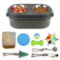 2 in 1 Elevated Dog Bowls with Pet Toys Storage Container, Basic Dog Bowls with Pet Food Storage Box