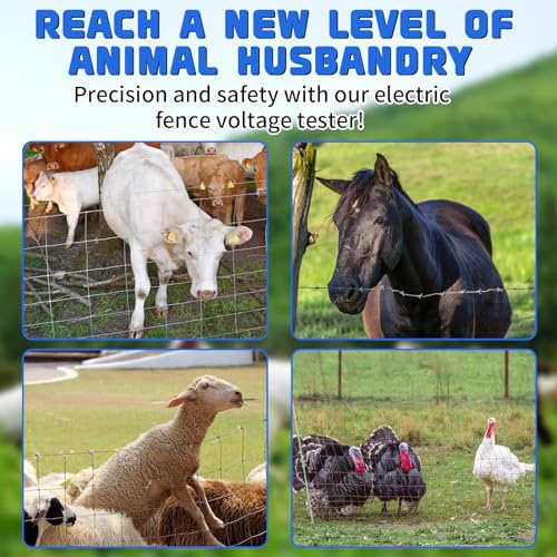 Electric Fence Voltage Tester, 12KV Digital Electric Fence Tester, Handheld Electric Fence Fault Finder, Farms Fault Troubleshooter with 8 Neon Indicator Lights