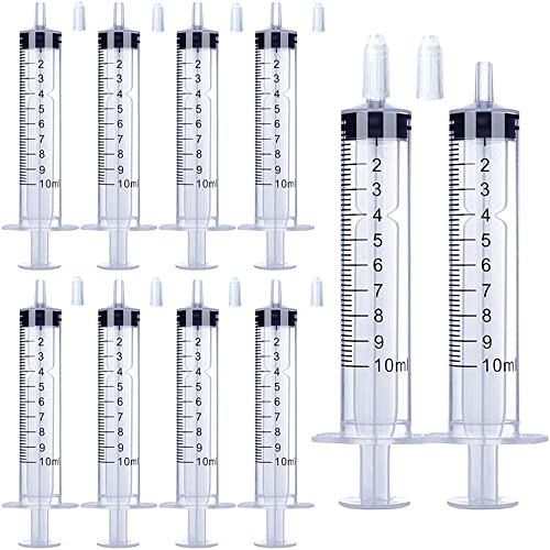 10 Pack 10ml Syringe for Liquid, Oral, Scientific Labs, Measurement, Dispensing, with Cap, 10cc Syringes - style: 10 ml