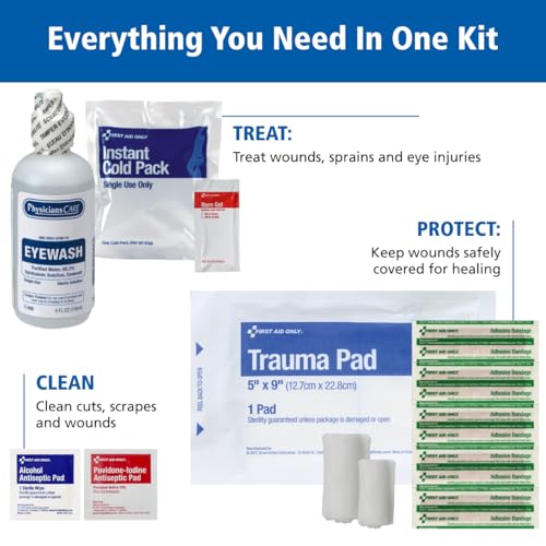 First Aid Only 520-FR All-Purpose First Responder Emergency First Aid Kit for Home, Work, and Travel, 158 Pieces