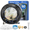 Mellbree Misters for Outside Patio 80FT/24M, Pre-Assembled Misting Cooling System with 24 Brass Nozzles & 3/4" Adapter, Outdoor Mister for Garden, Backyard, Pool, Greenhouse, Play Zone, Trampoline - size: 80FT