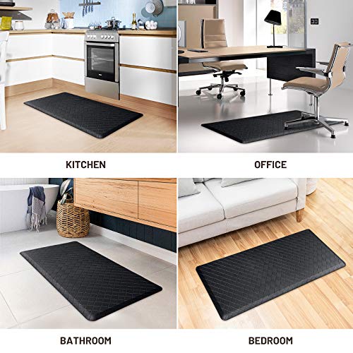HappyTrends Kitchen Mat Cushioned Anti-Fatigue Kitchen Rug,17.3"x39",Thick Waterproof Non-Slip Kitchen Mats and Rugs Heavy Duty Ergonomic Comfort Rug for Kitchen,Floor,Office,Sink,Laundry,Black | Thick,Soft and Waterproof Non-Slip Mats and Rugs Heavy Duty