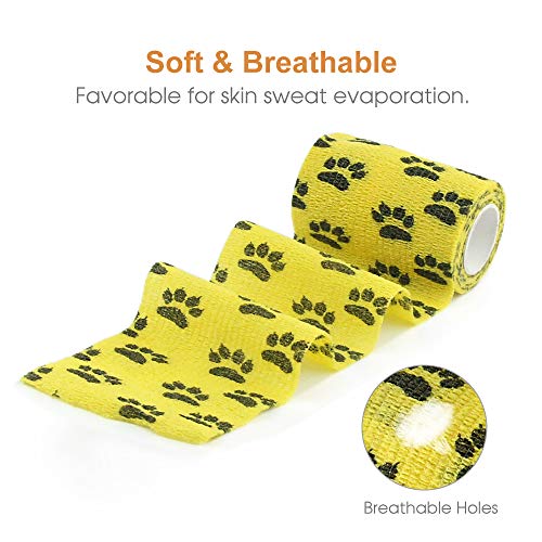 Vet Wrap Cohesive Bandages Bulk Self Adhesive Bandage Wrap Self Adherent Wrap Non-Woven for Dogs Pet Animals & Ankle Sprains & Swelling 2 Inch x 5 Yards (3 Inch Claw) - color: 3 Inch Claw