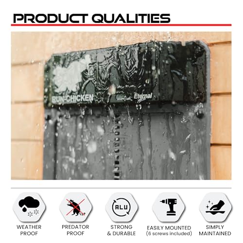 RUN-CHICKEN Door Eternal – Solar Automatic Chicken Coop Door with Built-in Solar Power & Battery Backup, Smart App & Timer Control, Weatherproof Aluminum, Predator-Proof, Easy to Install (Gray)