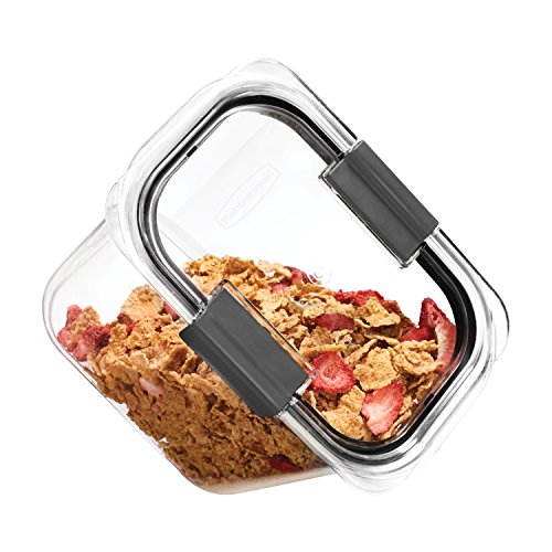 Rubbermaid Brilliance 12-Cup Airtight Food Storage Container, Perfect for Pantry Staples, Clear/Grey - size: 12 Cup