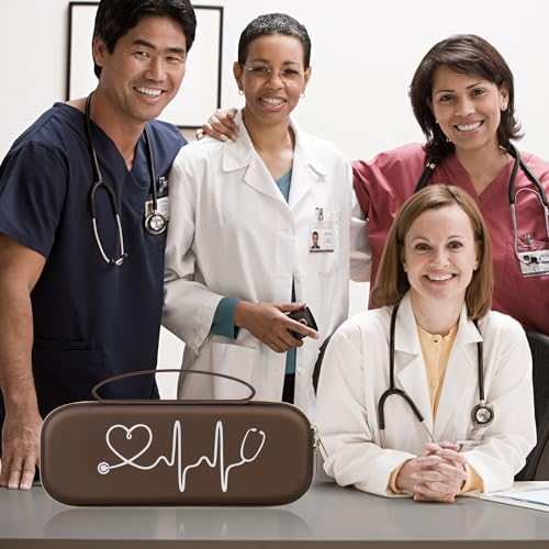 BOVKE Stethoscope Case for 3M Littmann Classic III Monitoring, Lightweight II S.E, Cardiology IV Diagnostic, MDF Acoustica Stethoscopes, Extra Room for Nurse Essentials and Medical Supplies, Brown - color: Brown