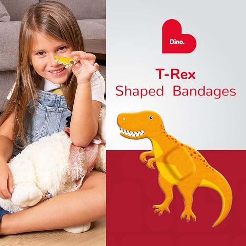 BioSwiss Bandages, Dinosaur Shaped Self Adhesive Bandage Set, Latex Free, Sterile Wound Care, 24 Count - size: 24-Count Box, style: Dinosaur