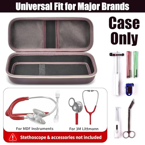 Stethoscope Case for 3M Littmann/for MDF,Nursing School Essential Organizer‌ | For Classic III Monitoring/Lightweight II S.E/Cardiology IV Diagnostic/Acoustica,Doctor/Student/Clinical Use, Case Only,Brown - color: Brown