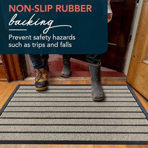 ubdyo Extra Durable Door Mat Outside Entrance (36" x 24", Bright Beige) | Dirt Trapping, Non-Slip Backing, Indoor or Outdoor Use, Welcome Mat, Low Profile, Natural Rubber, Stain Fade Resistant - color: Bright Beige, size: 36" x 24" (Rectangular)