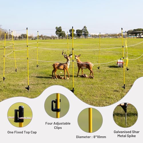 Electric Fence Posts 46 Inches, Fiberglass Step in Temporary Electric Fence Posts for Cows, Sheep, Dog, Portable Fence Stakes for Electric Fencing-20 PCS - size: 46Inch-20Pack