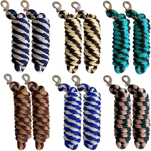 Majestic Ally Polypropylene Lead Rope with Removable Nickel Bolt Snap, 5/8 x 10 ft, for Horses and Livestock, 2 Pack (Black -Turquoise) - color: Black -Turquoise