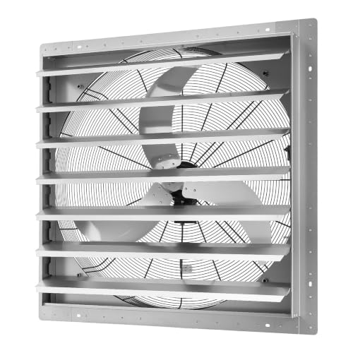 VEVOR 36 Inch Shutter Exhaust Fan Wall Mounted Automatic Louvers Silver, Sturdy Steel Housing, Low Noise, AC Motor, 9761 CFM Ventilation and Cooling for Attic, Garage, Barn, Greenhouse, Workshop - size: 36 Inch