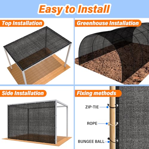 JOJOLEE 40% Sun Shade Cloth, 20x20FT Shade Net Mesh Tarp with Grommets, Black Sunblock Cover for Outdoor Patio Plants, Pergola, Greenhouse, Chicken Coop, Backyard, Balcony - size: 40%-20 x 20FT