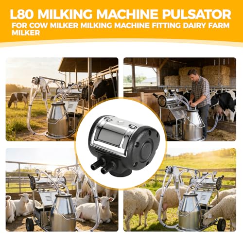 Milking Machine Pulsator, 2 Exits Pneumatic Pulsator, 50-180 ppm Pulsation Speed Adjustable Milker Accessories, 60/40 Universal Replacement Milker Parts for Cows Goats Farming Equipment