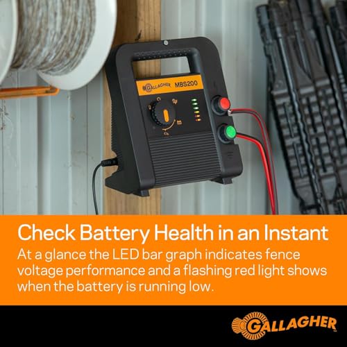 Gallagher MBS200 Electric Fence Charger | Multi-Power AC, Battery or Solar Fence Energizer | 2 Joule Livestock Charger for Portable & Permanent Fencing