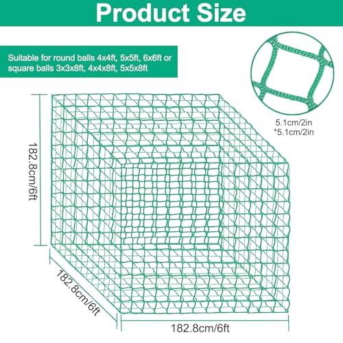 6x6 ft Square Bale Hay Net - Large Slow Feeder for Horses & Livestock, Knotless Design Slow Feeder Hay Nets, Fits 4x4ft 5x5ft 6x6ft Round & 3x3x8ft 4x4x8ft 5x5x8ft Square Bales (Green-Square) - color: Green-Square
