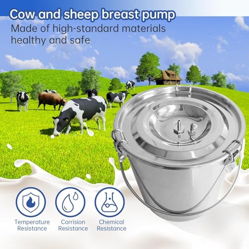 Milk Machine for Goats - Goat Electric Milking Machine - Efficient & Gentle Animals, Food Grade Milk Bucket 3L, Pulsating Vacuum Pump for Dairy Farms