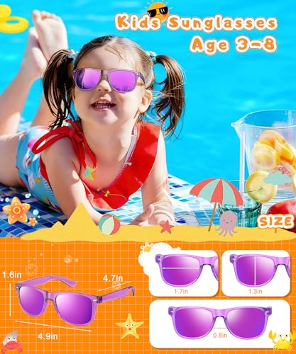 Sumsun Kids Sunglasses Bulk Party Favors 24 Packs Boys Girls Age 3-8 with UV400 Protection for Birthday Graduation Party Supplies (Solid color 24 Pack) - style: 24pc Solid Color