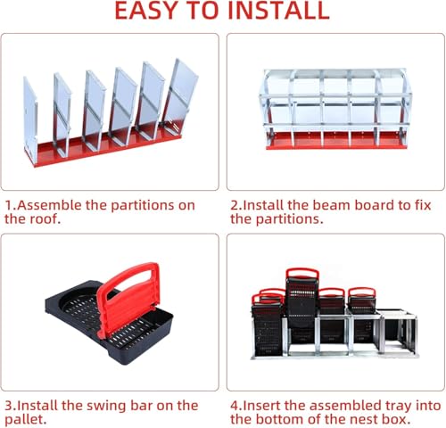 Chicken Nesting Box, 10 Compartments Roll Away Eggs Laying Boxes, Cleanable Pull Out Hen Roosting Boxes, Durable & Easy to Install, Red - color: Red, size: 10 holes